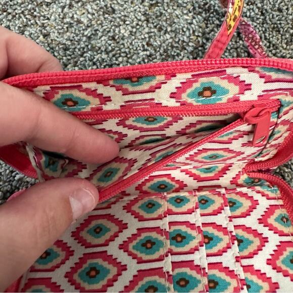 Vera Bradley Call Me Coral Pink Coin Purse Wristlet w/ Zipper & Clear Card Slot - Picture 10 of 14